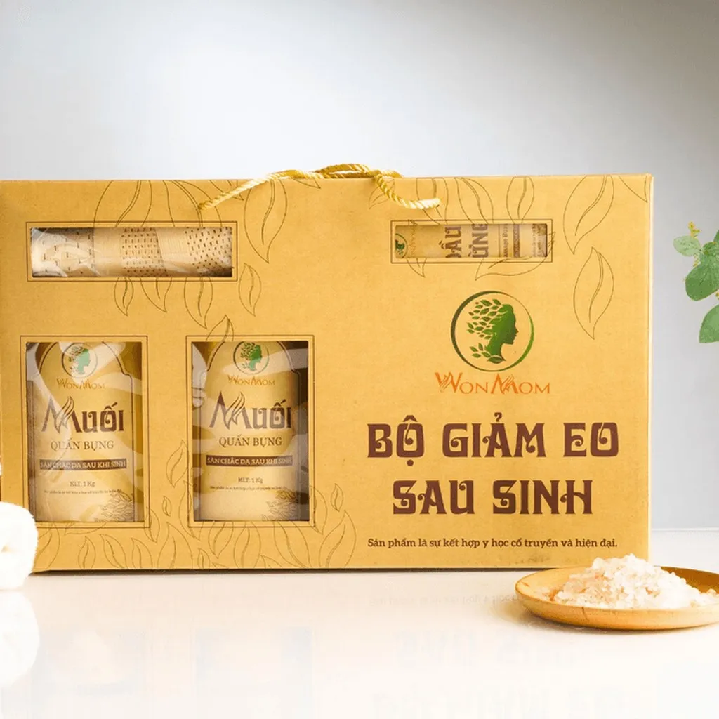 Alternative view of Bộ Giảm Eo Sau Sinh Wonmom (muối Thảo Dược, Dầu Gừng, Đai Quấn Muối Và Nịt Bụng)