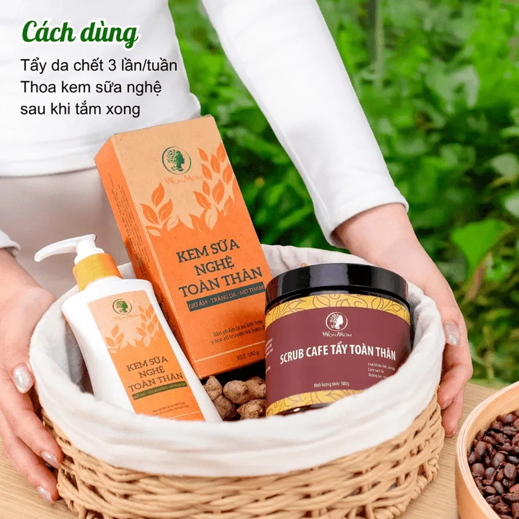 Alternative view of Bộ Dưỡng Trắng Hồng Da Toàn Thân Wonmon (kem Sữa Nghệ + Scrub Cafe Tẩy Tế Bào Chết)
