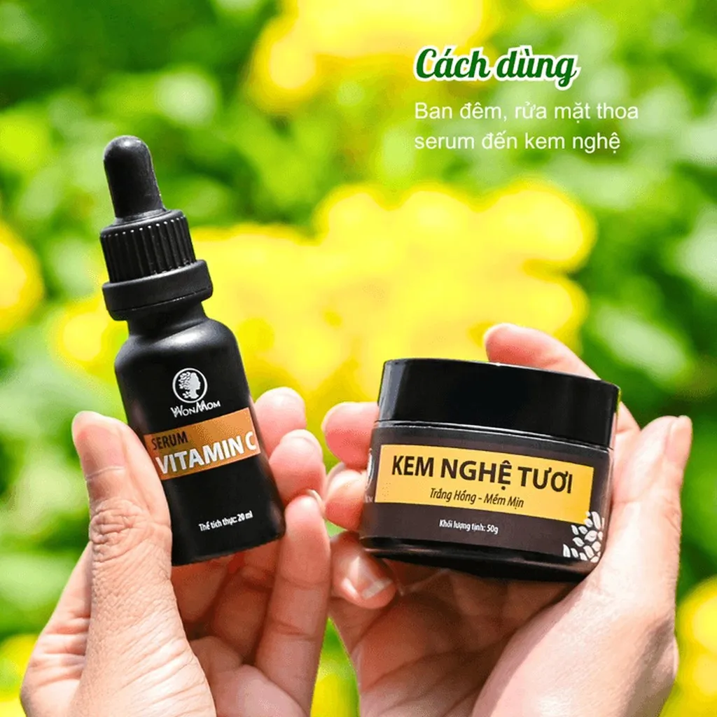 Alternative view of Bộ Dưỡng Trắng Da, Sạch Nám Wonmon (serum Vitamin C + Kem Nghệ Tươi)