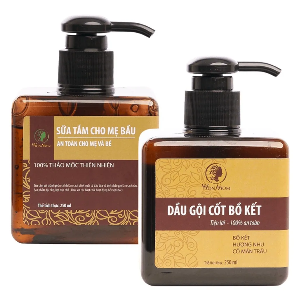 Bộ Dưỡng Thơm Tho Body Và Làm Sạch Cơ Thể Wonmon (dầu Gội Cốt Bồ Kết+sữa Tắm Thảo Dược)