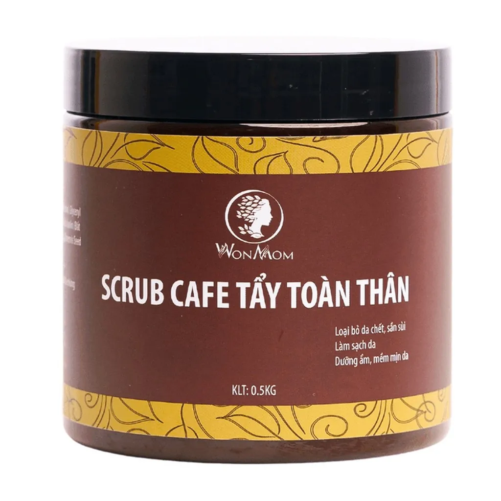 Scrub Cafe Tẩy Tế Bào Chết Toàn Thân, Trắng Da Sạch Thâm Rạn Wonmom 500g