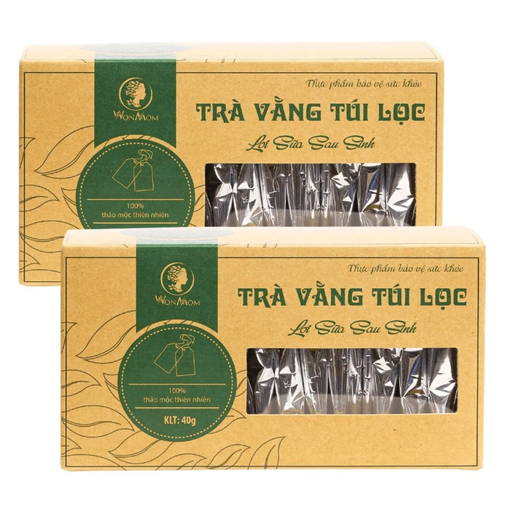Combo 2 Hộp Trà Vằng Túi Lọc Lợi Sữa, Giảm Cân Sau Sinh Wonmom ( 40 Túi )