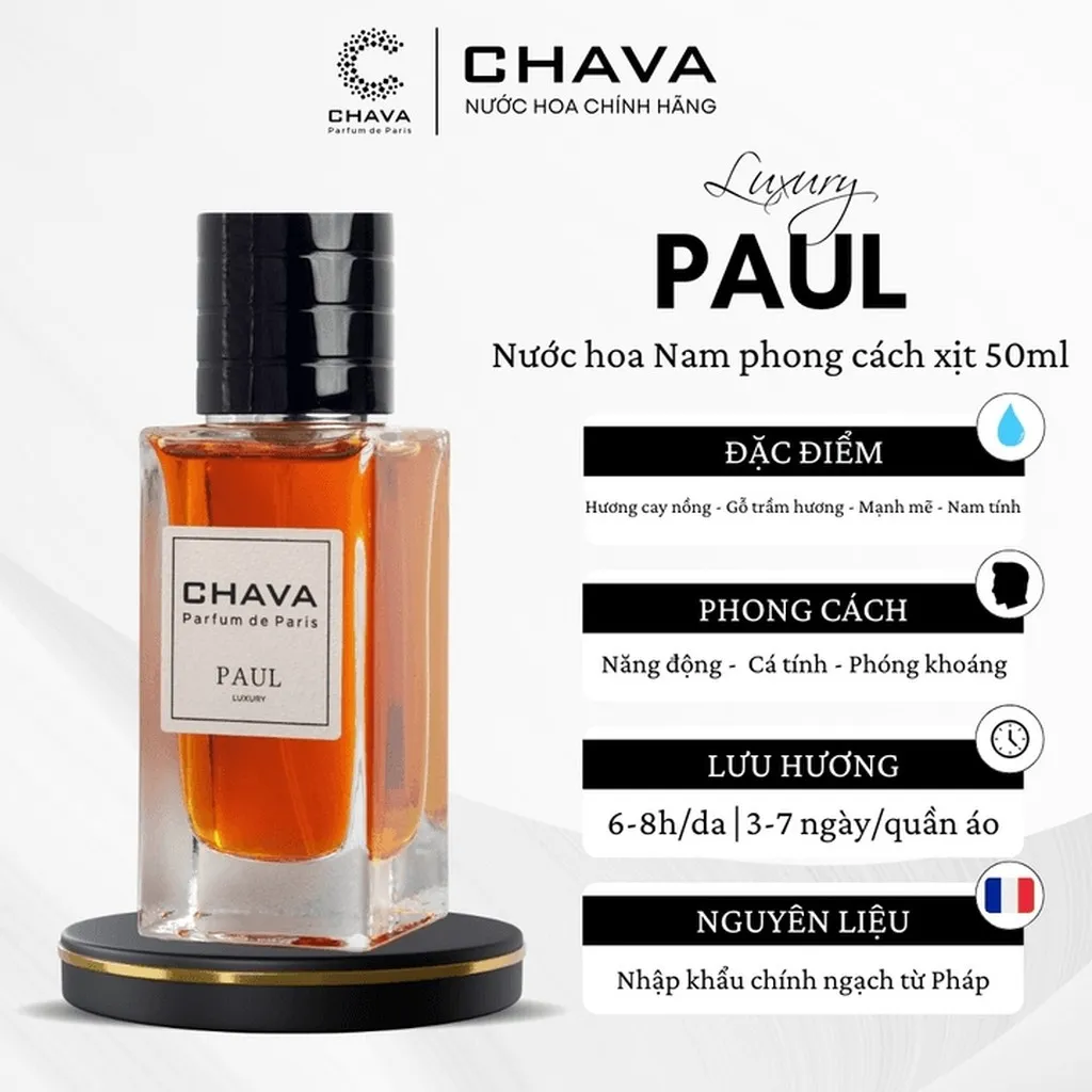 Nước Hoa Nam Luxury Paul 50ml Phong Cách Xịt - Chava