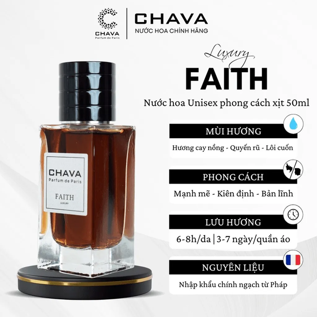 Nước Hoa Unisex Luxury Faith 50ml Phong Cách Xịt - Chava