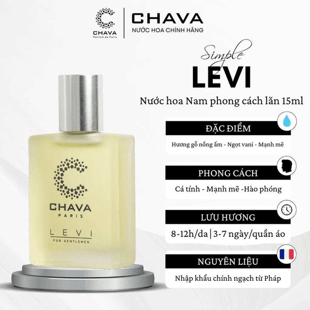 Nước Hoa Nam Mini Simple Levi 15ml Phong Cách Lăn - Chava