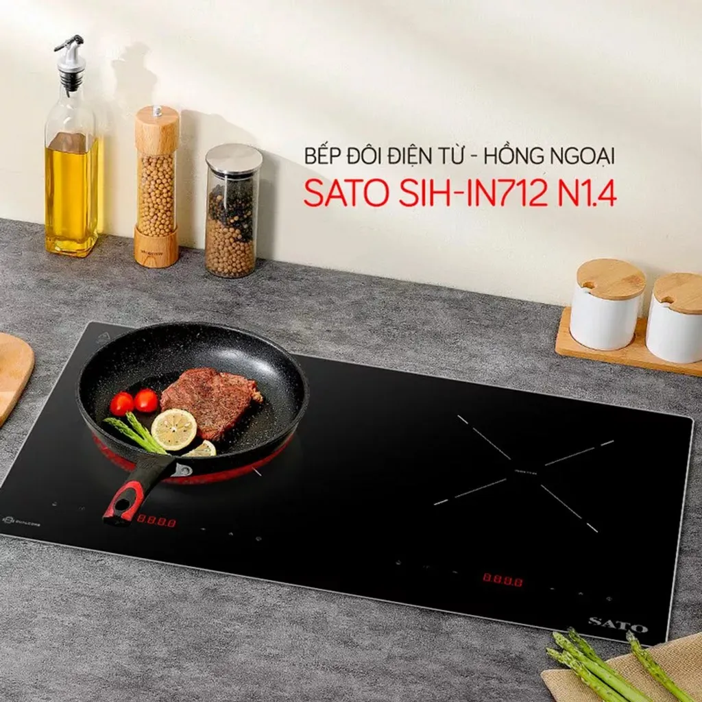 Bếp Đôi Điện Từ Hồng Ngoại Sato Sih-in712 N1.4 - Sato