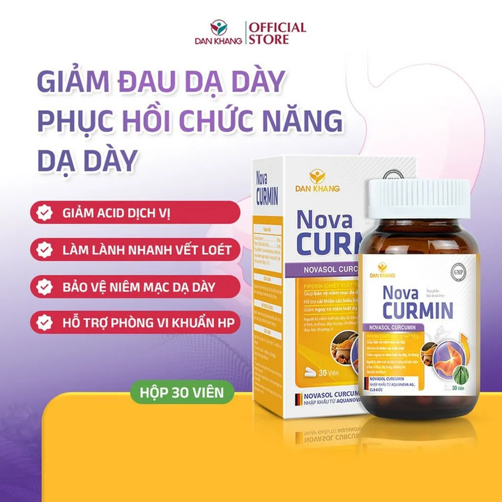 Viên Uống Tinh Chất Nghệ Novacurmin Giúp Giảm Đau Dạ Dày - Dân Khang