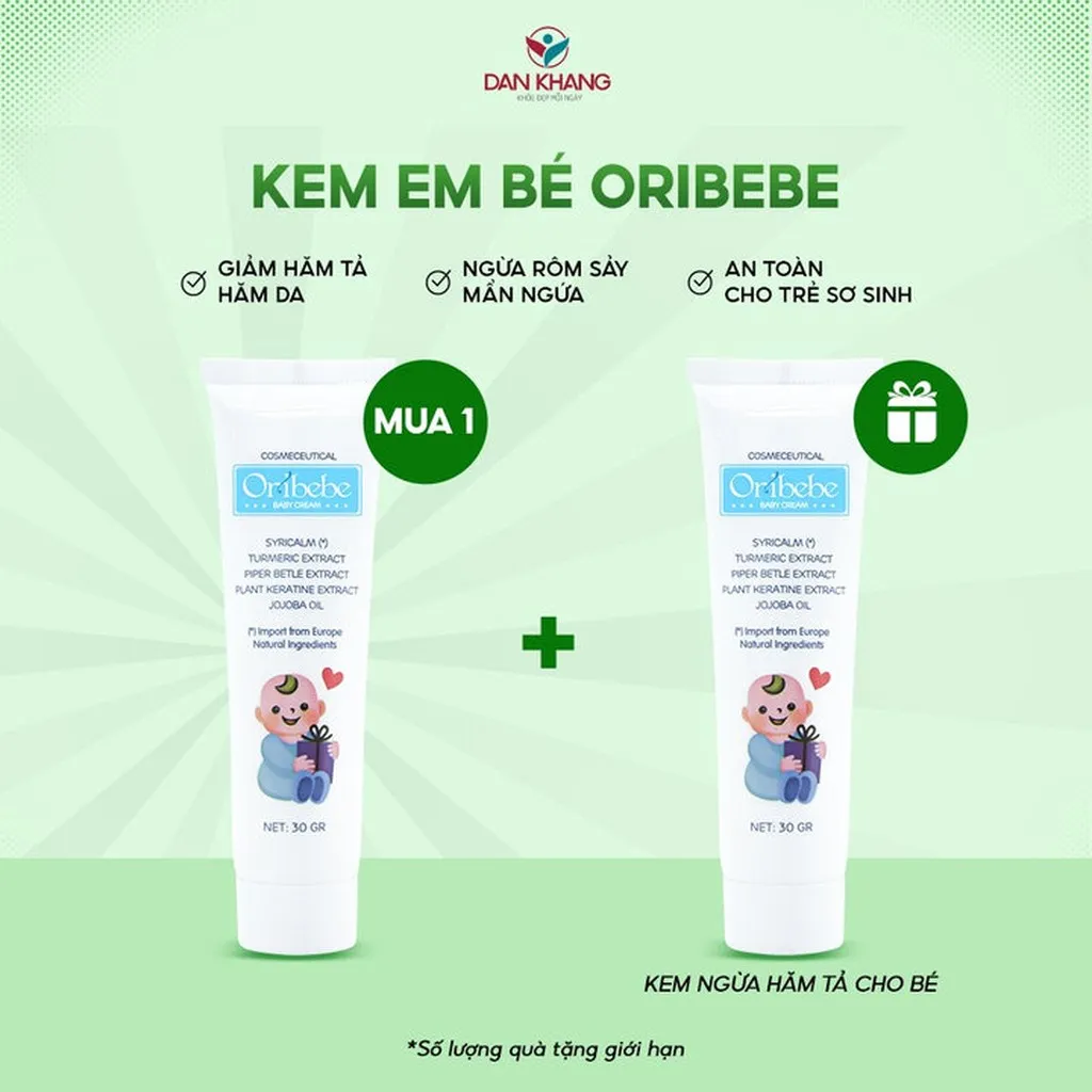 Kem Dưỡng Ẩm Da Ngăn Ngừa Rôm Sẩy Và Hăm Tả Em Bé Oribebe 30g
