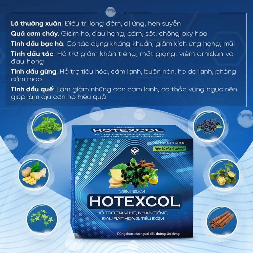Alternative view of Viên Ngậm Giảm Ho Thanh Họng Hotexcol 40 Viên - Dân Khang