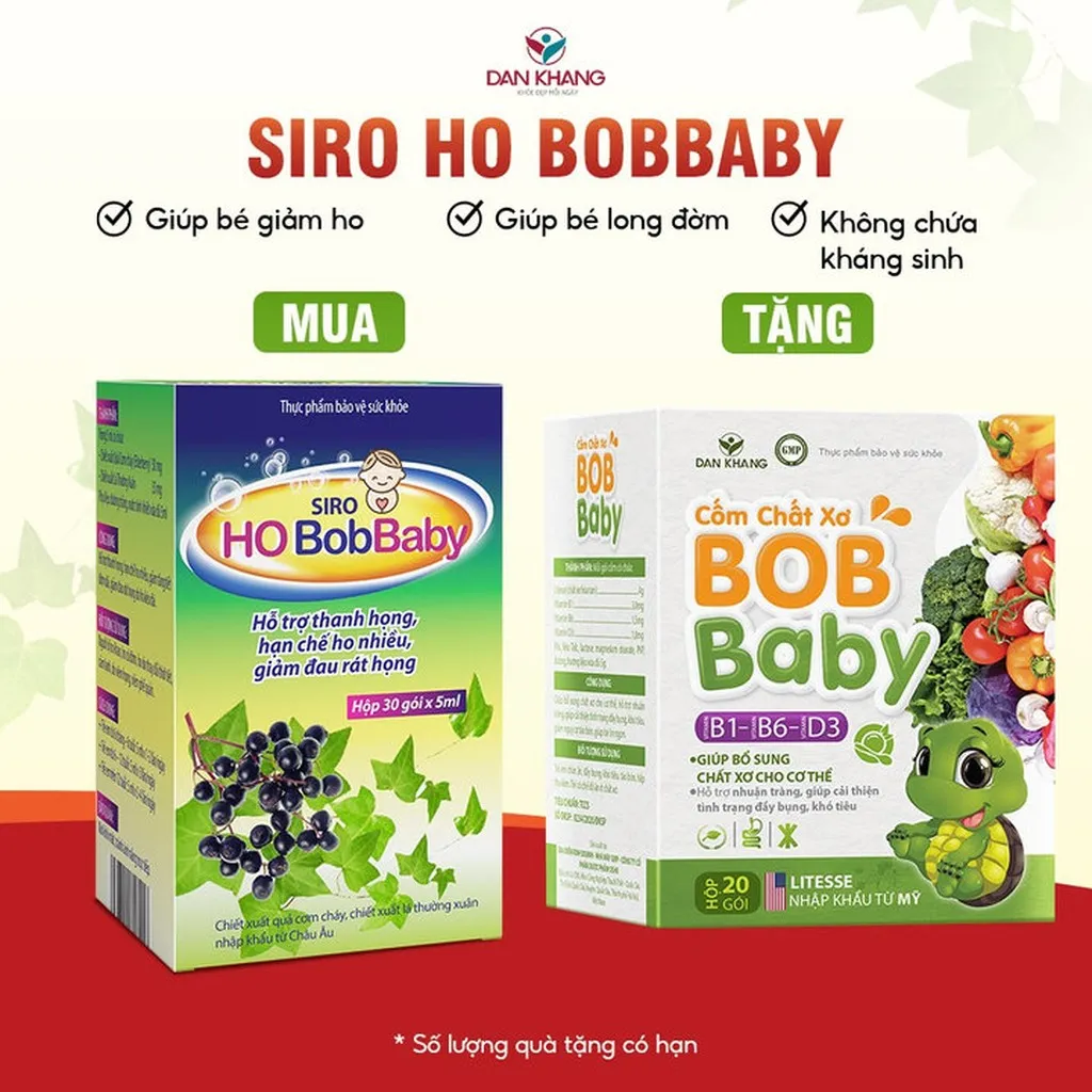 Siro Ho Cho Bé Bobbaby Dân Khang Hỗ Trợ Thanh Họng Giảm Đau Rát Do Ho - Dân Khang