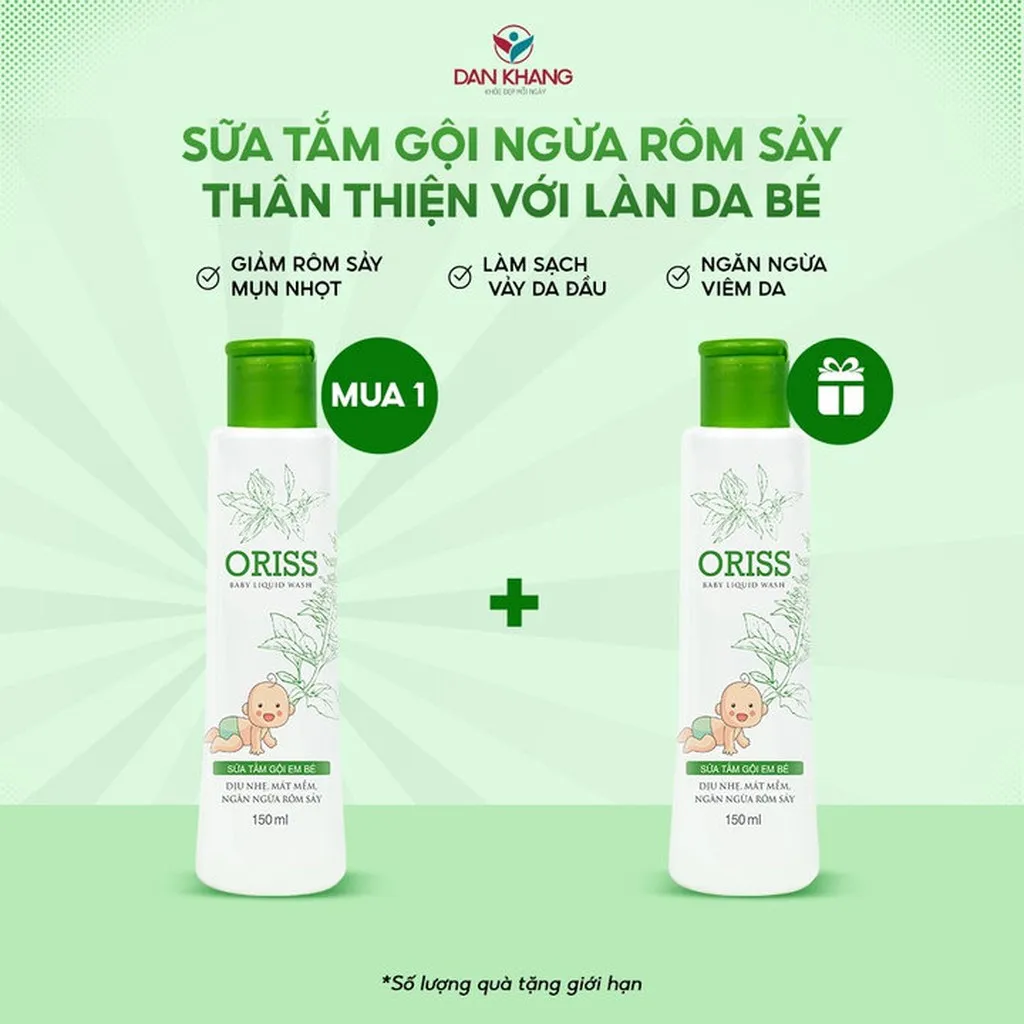 Sữa Tắm Gội Ngừa Rôm Sẩy An Toàn Cho Bé Oriss Baby Liquid Wash 150ml