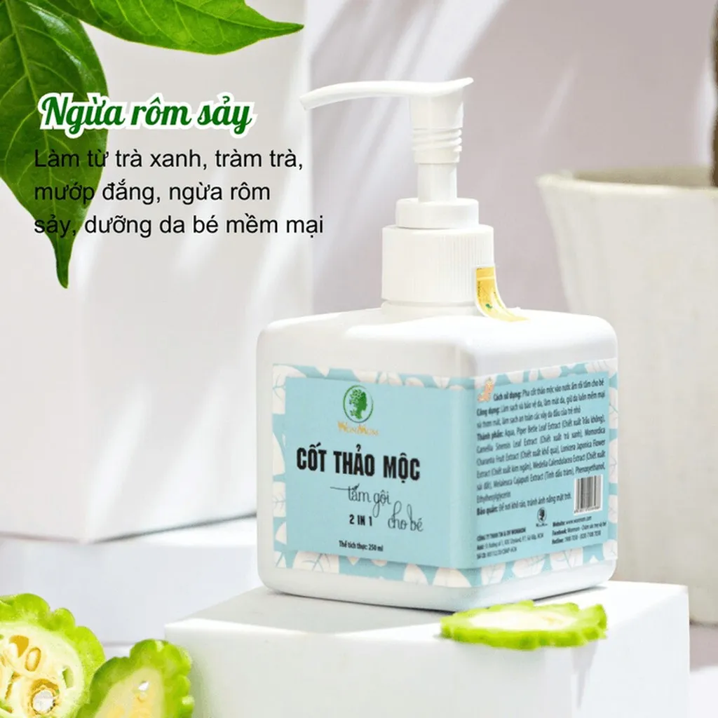 Alternative view of Cốt Thảo Mộc Tắm Và Gội Cho Bé, Chống Rôm Sảy, Dưỡng Da Và Tóc Mềm Mại, Thơm Tho Wonmom 250ml