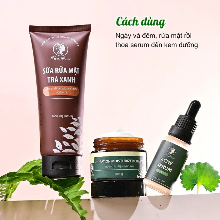 Alternative view of Bộ Đánh Bay Mụn Cứng Đầu Chuyên Sâu Wonmom (1 Sữa Rửa Mặt + 1 Serum Mụn + 1 Kem Cấp Ẩm)