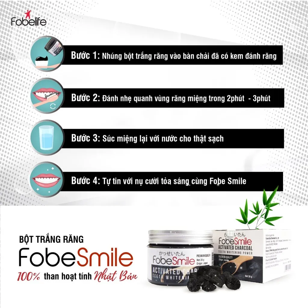 Alternative view of Bột Than Hoạt Tính Làm Trắng Răng Fobe Smile - Fobelife