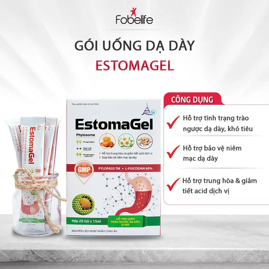 Giảm Nhanh Cơn Đau Dạ Dày Estomagel - Hộp 20 Gói Dạng Lỏng - Pháp Effiel