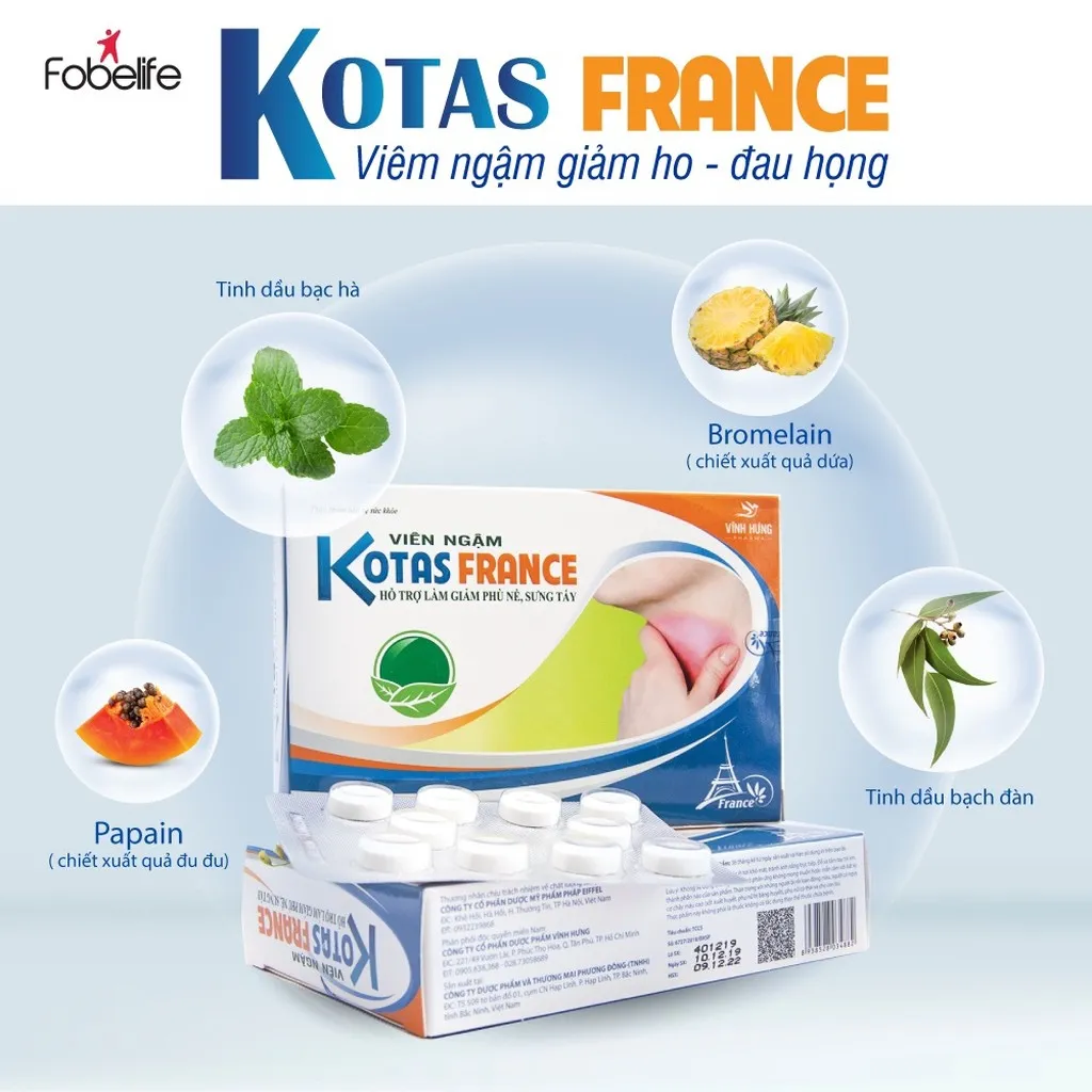 Alternative view of Viên Ngậm Ho, Hỗ Trợ Làm Giảm Phù Nề, Sưng Tấy Kotas Kotas - Pháp Effiel