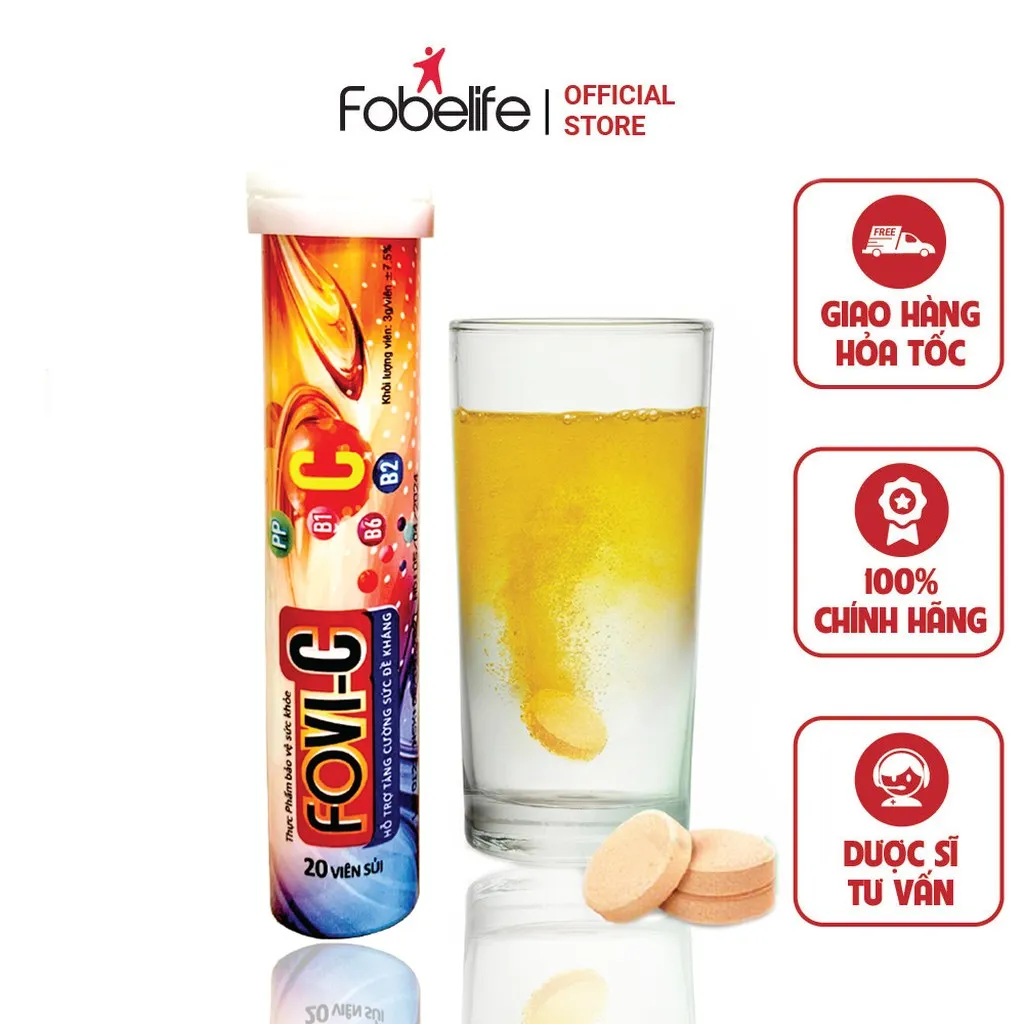 Viên Sủi Fovi C Vitamin C 500mg Bổ Sung Vitamin Tăng Cường Đề Kháng - Fobelife