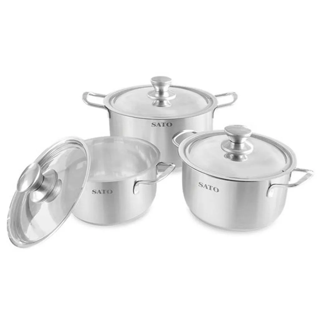 Bộ Nồi Inox 430 3 Đáy St-bi311 - Sato