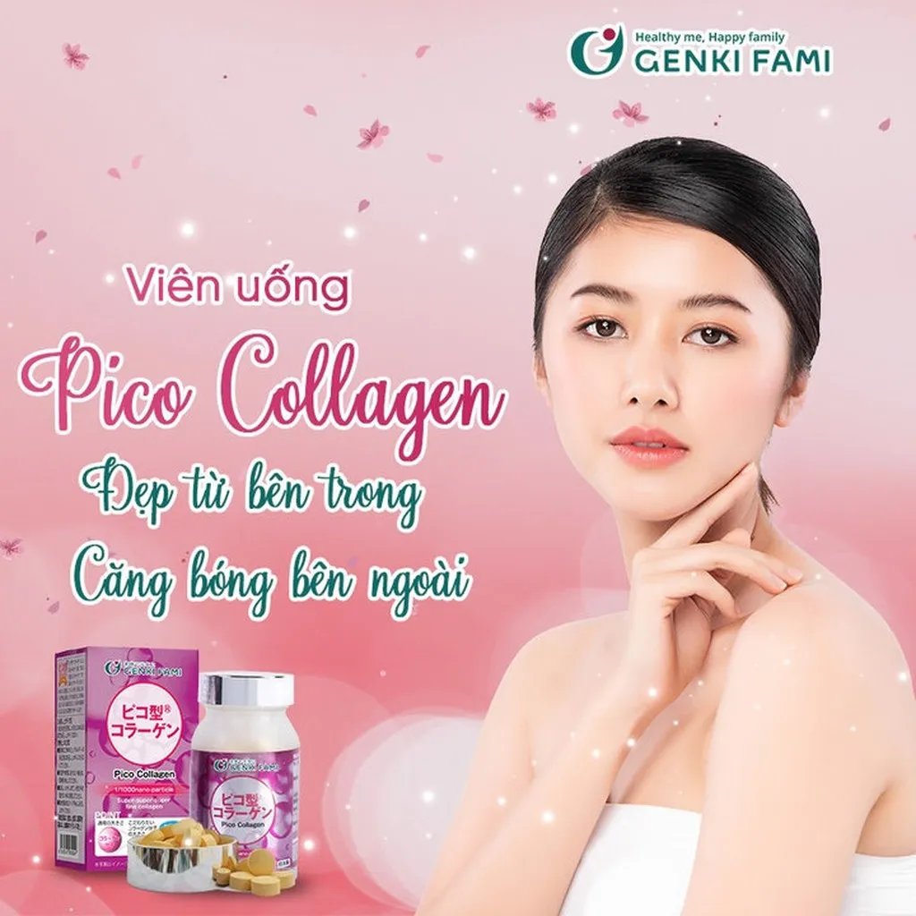 Alternative view of [mua 1 Tặng 1] Viên Uống Hỗ Trợ Phục Hồi Làn Da Pico Collagen - Hộp 180 Viên - Genki Fami