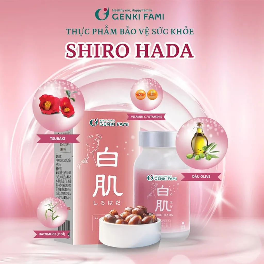 [mua 1 Tặng 1] Viên Uống Làm Trắng Da Từ Thiên Nhiên Shiro Hada - Hộp 90 Viên - Genki Fami