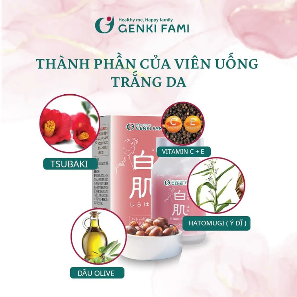 Alternative view of [mua 1 Tặng 1] Viên Uống Làm Trắng Da Từ Thiên Nhiên Shiro Hada - Hộp 90 Viên - Genki Fami