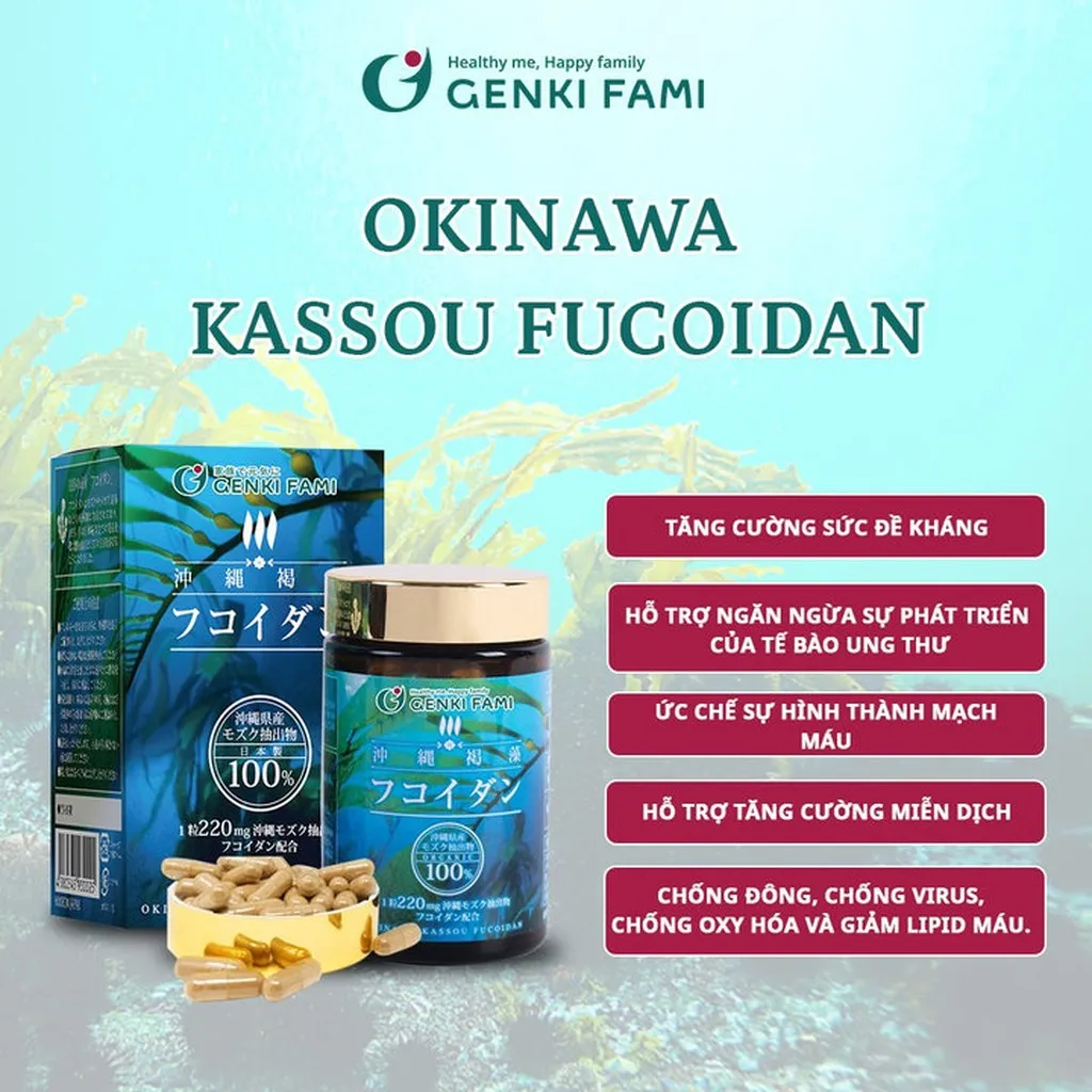 Alternative view of Viên Uống Tăng Đề Kháng Và Hỗ Trợ Điều Trị Ung Thư Fucoidan - Genki Fami