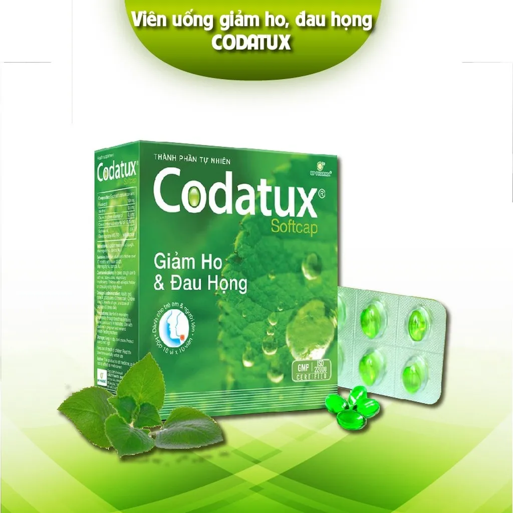 Viên Nang Mềm Giảm Ho Và Đau Họng Codatux - Bp Pharma