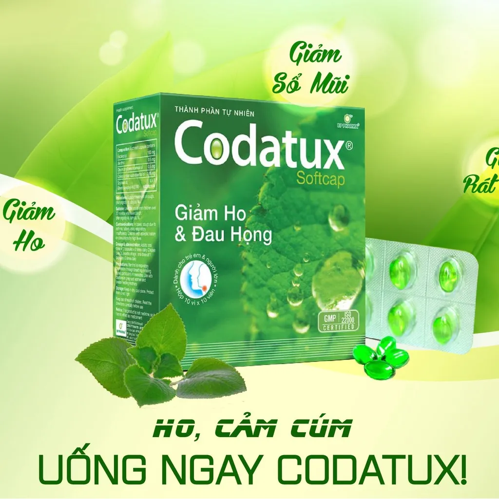 Alternative view of Viên Nang Mềm Giảm Ho Và Đau Họng Codatux - Bp Pharma