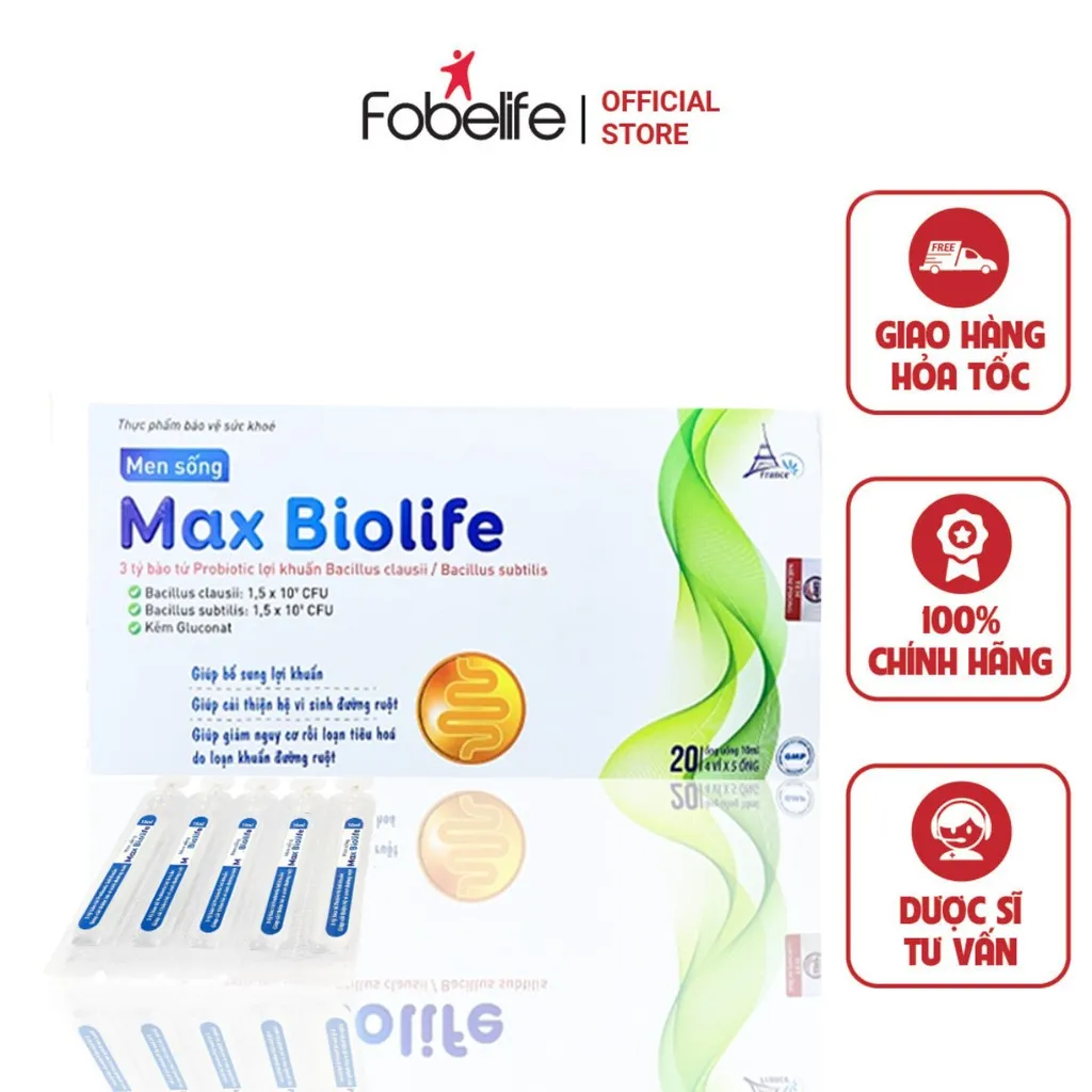 Ống Uống Men Vi Sinh Hỗ Trợ Tiêu Hóa Max Biolife - Pháp Effiel