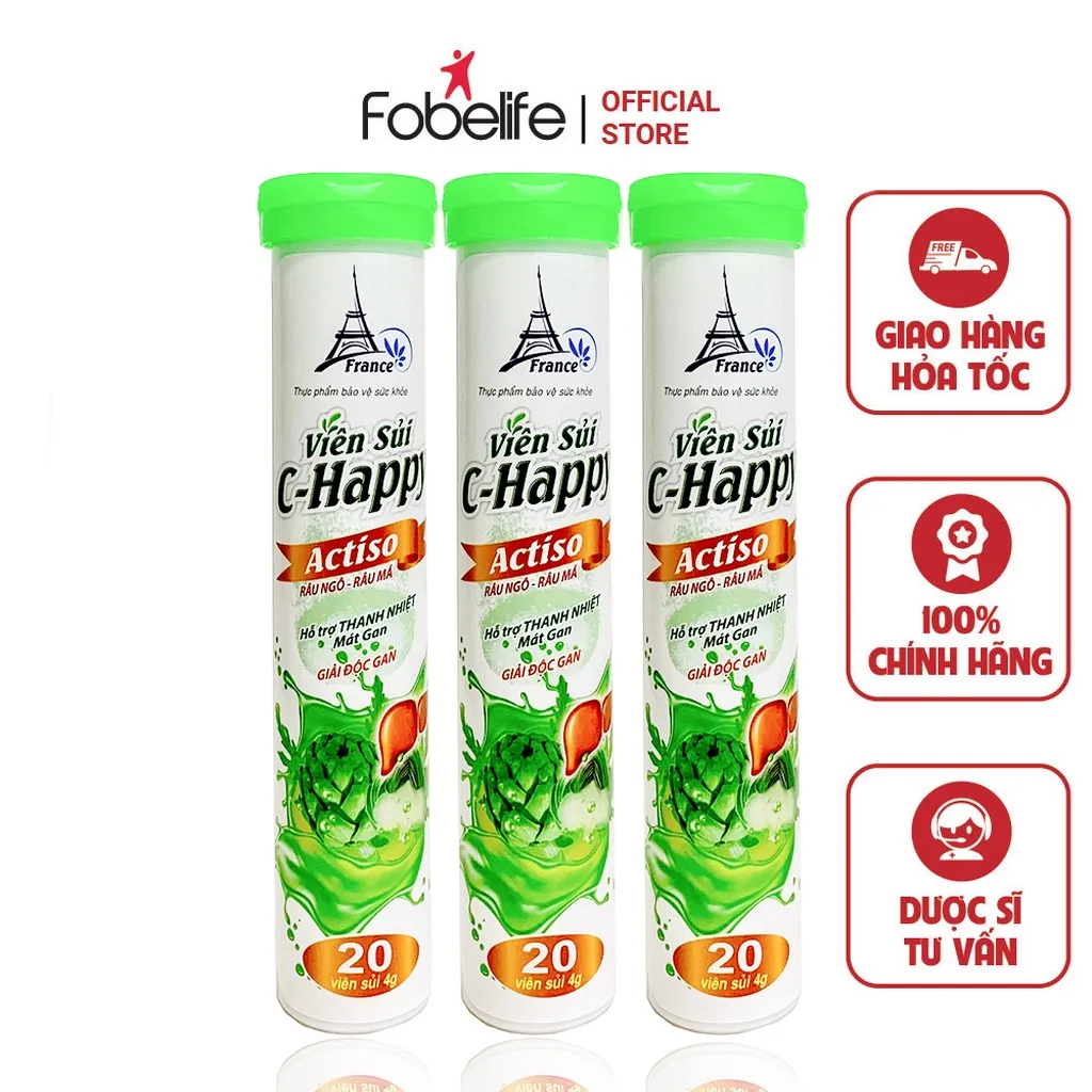 Viên Sủi Vitamin C Happy Actiso - Pháp Effiel