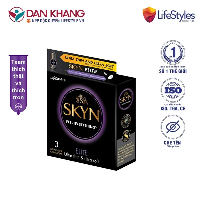 Bao Cao Su Skyn Elite Non-latex Siêu Mỏng Siêu Mềm Cao Cấp (3 Bao/hộp) - Lifestyles