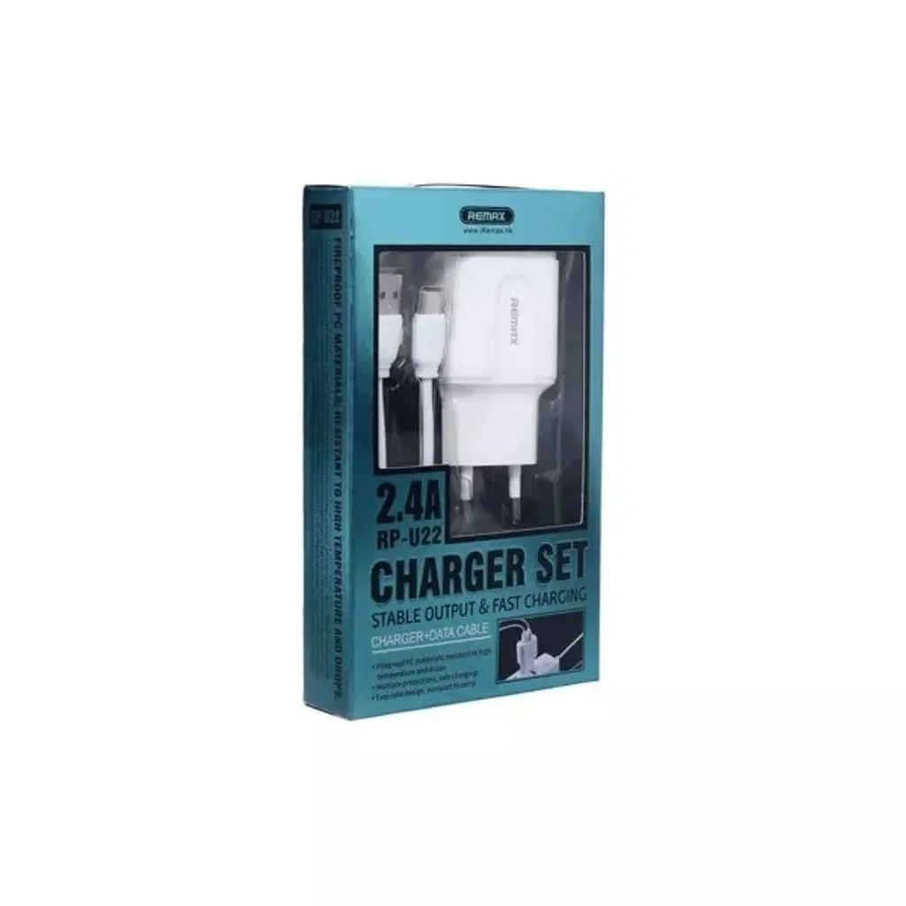 Combo Củ Cáp Sạc Nhanh Lightning 2.4a Rp-u22 2 Cổng - Remax
