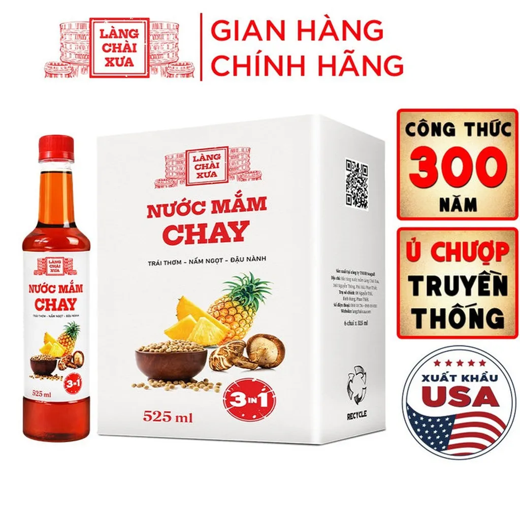 Nước Mắm Chay 3 Trong 1 525ml - Làng Chài Xưa