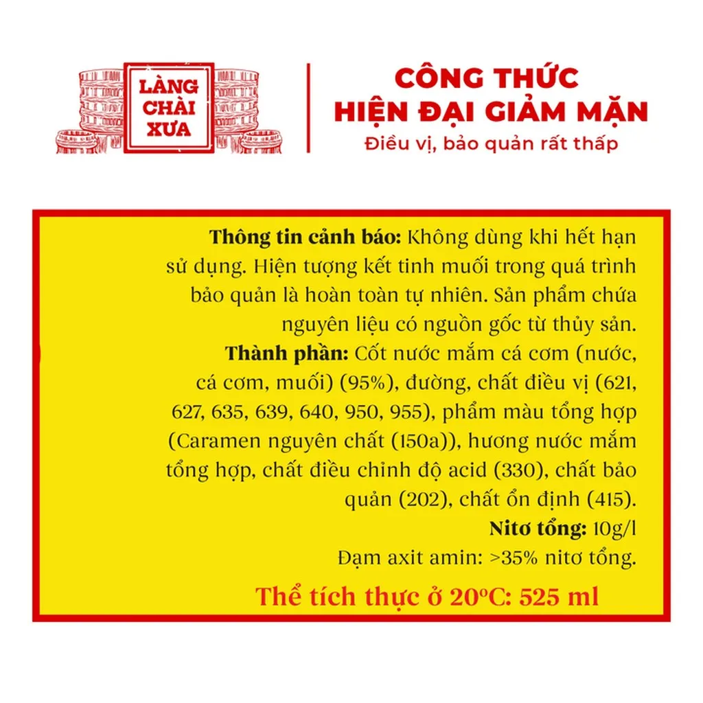 Alternative view of Nước Mắm Nhỉ Cá Cơm Ruột Đỏ 525ml - Làng Chài Xưa