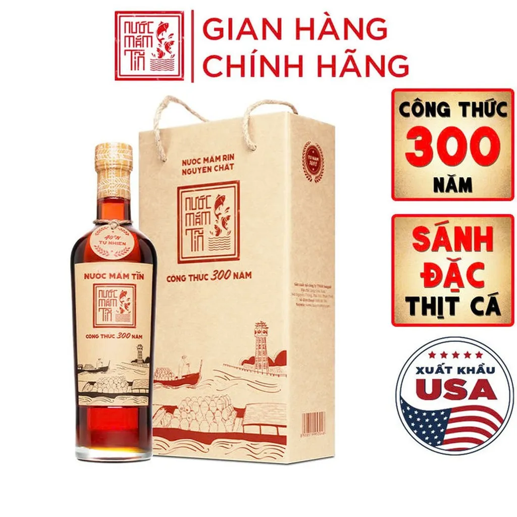 01 Chai Nước Mắm Tĩn Nhãn Đỏ Độ Đạm 40n Chai Thủy Tinh 500ml - Nước Mắm Tĩn