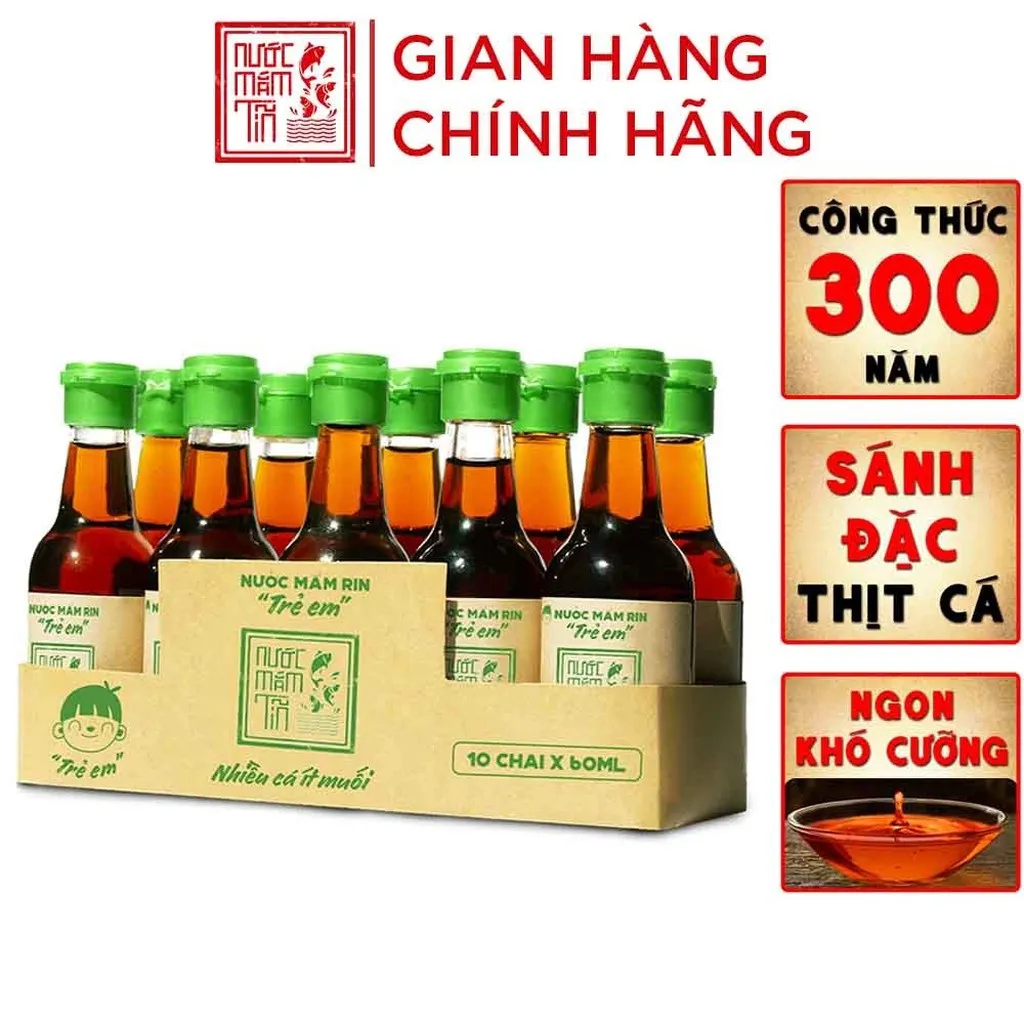 [lốc 10 Chai] Nước Mắm Tĩn Trẻ Em Cho Bé Ăn Dặm Độ Đạm 42n 60ml - Nước Mắm Tĩn