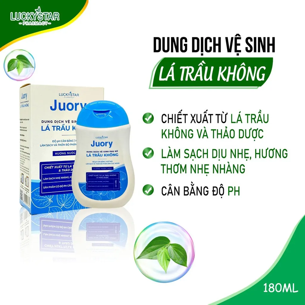 Dung Dịch Vệ Sinh Phụ Nữ Lá Trầu Không Juory 180ml - Lucky Star