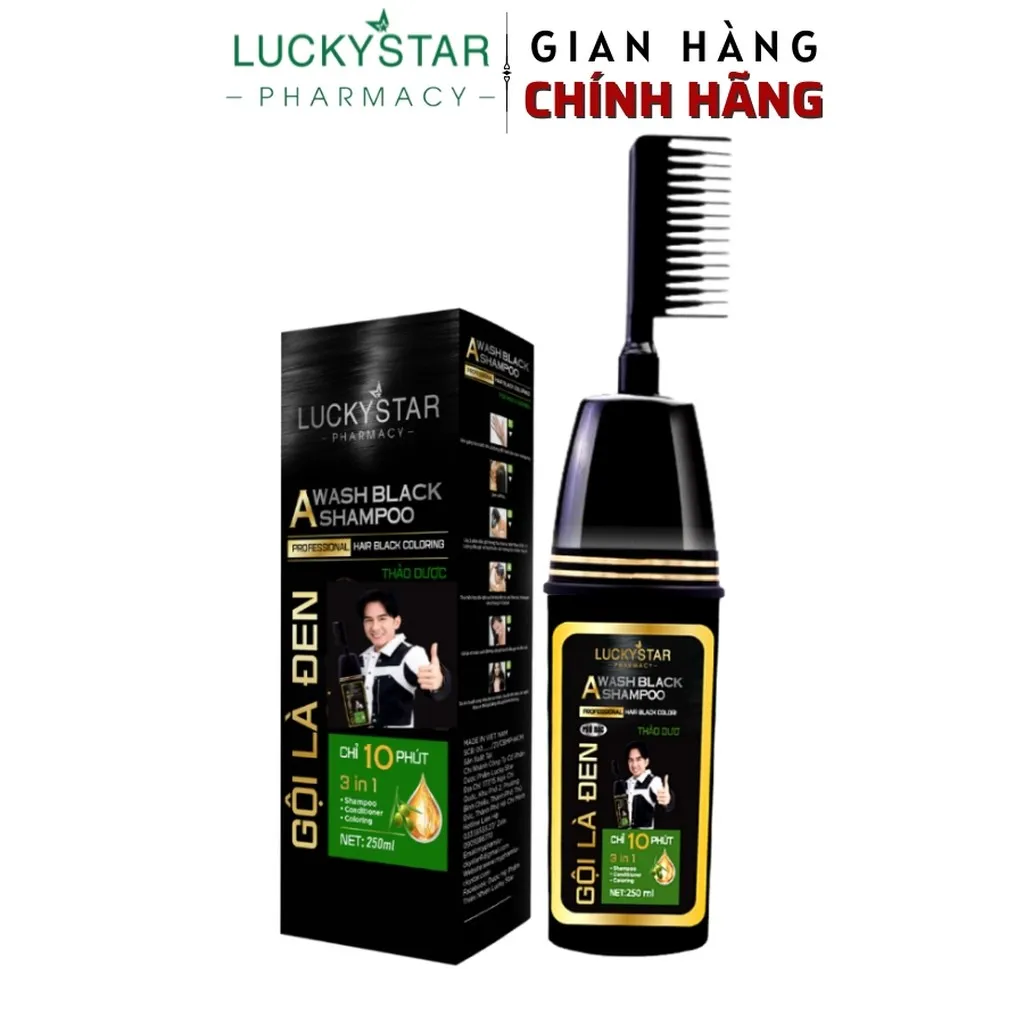 Gội Là Đen Thảo Dược Cao Cấp Kèm Lược - Lucky Star