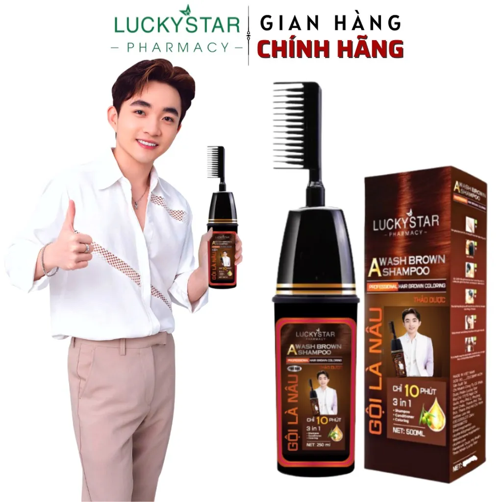 Alternative view of Gội Là Nâu Phủ Bạc Thảo Dược Cao Cấp Kèm Lược 250ml - Lucky Star