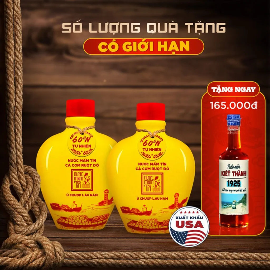Combo 2 Bình Gốm Nước Mắm Tĩn Cá Cơm Ruột Đỏ Độ Đạm 60n 250ml - Nước Mắm Tĩn