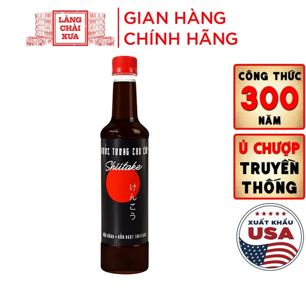 Nước Tương Cao Cấp Shiitake Chai Nhựa 525ml - Làng Chài Xưa