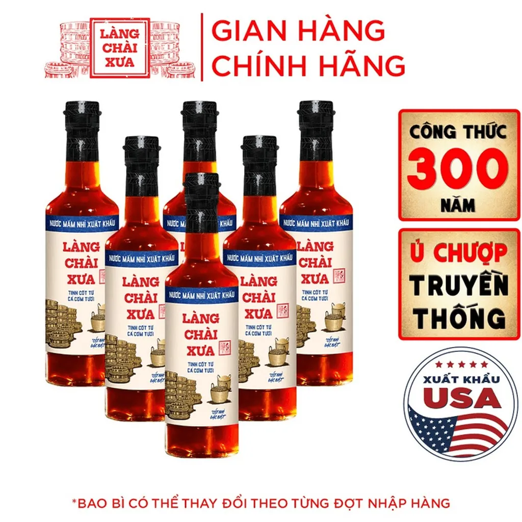 [combo 6 Chai] Nước Mắm Nhỉ Xuất Khẩu Nhãn Xanh 500ml - Làng Chài Xưa
