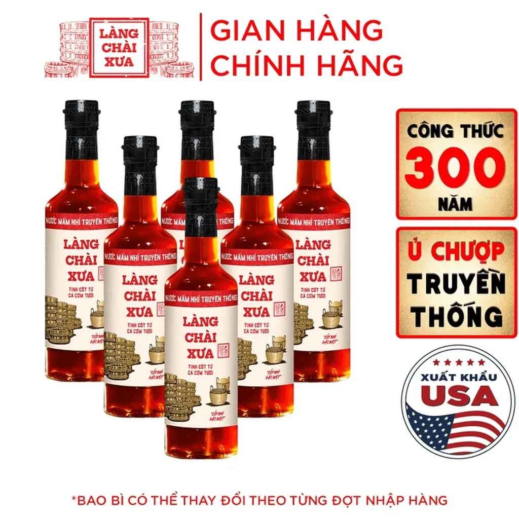Combo 6 Chai Nước Mắm Nhỉ Truyền Thống Nhãn Đỏ 30 Độ Đạm 500ml - Làng Chài Xưa
