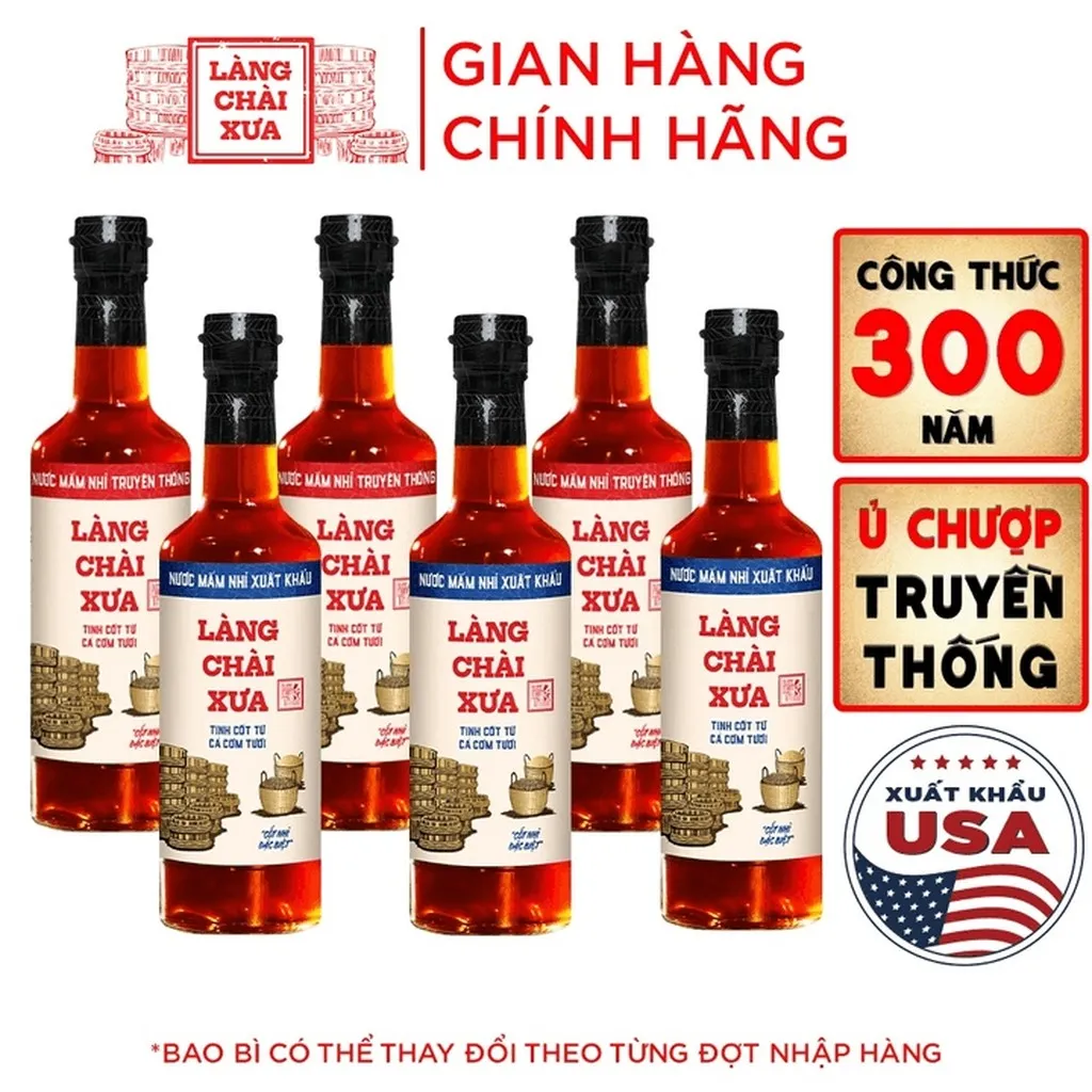 [combo 6 Chai] Nước Mắm Nhỉ Truyền Thống (3 Chai Đỏ + 3 Chai Xanh) - Làng Chài Xưa