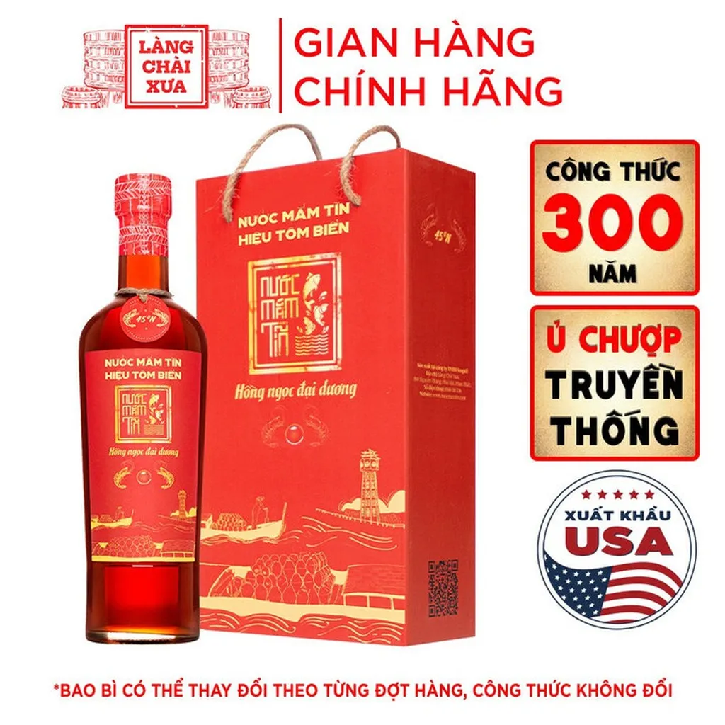01 Chai Nước Mắm Tĩn Tôm Biển Hồng Ngọc Đại Dương Độ Đạm 45n 500ml - Nước Mắm Tĩn