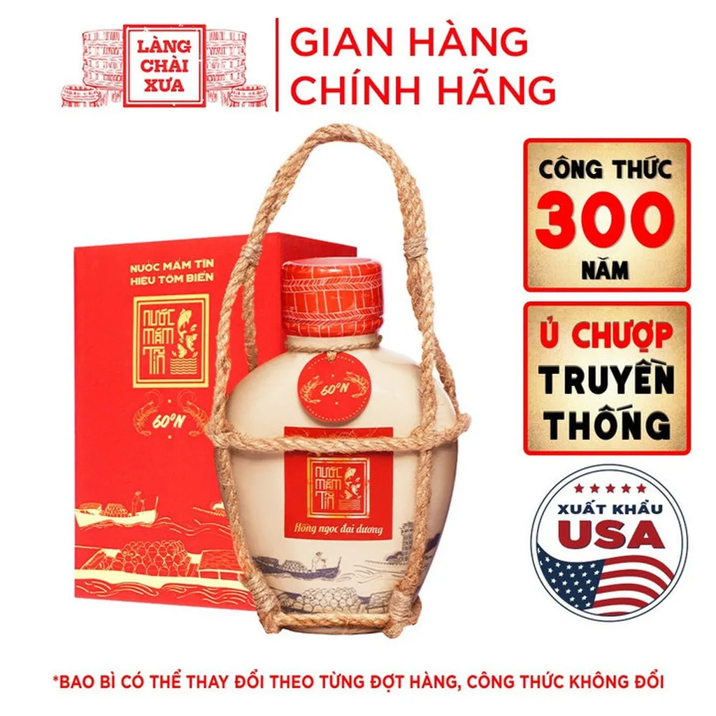 01 Bình Gốm Nước Mắm Tĩn Tôm Biển Truyền Thống 60n Đạm 500ml - Nước Mắm Tĩn