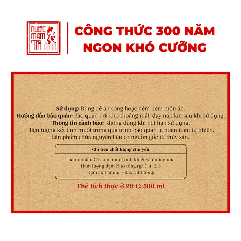 Alternative view of Nước Mắm Tĩn Nhãn Xưa Độ Đạm 41n 500ml - Nước Mắm Tĩn