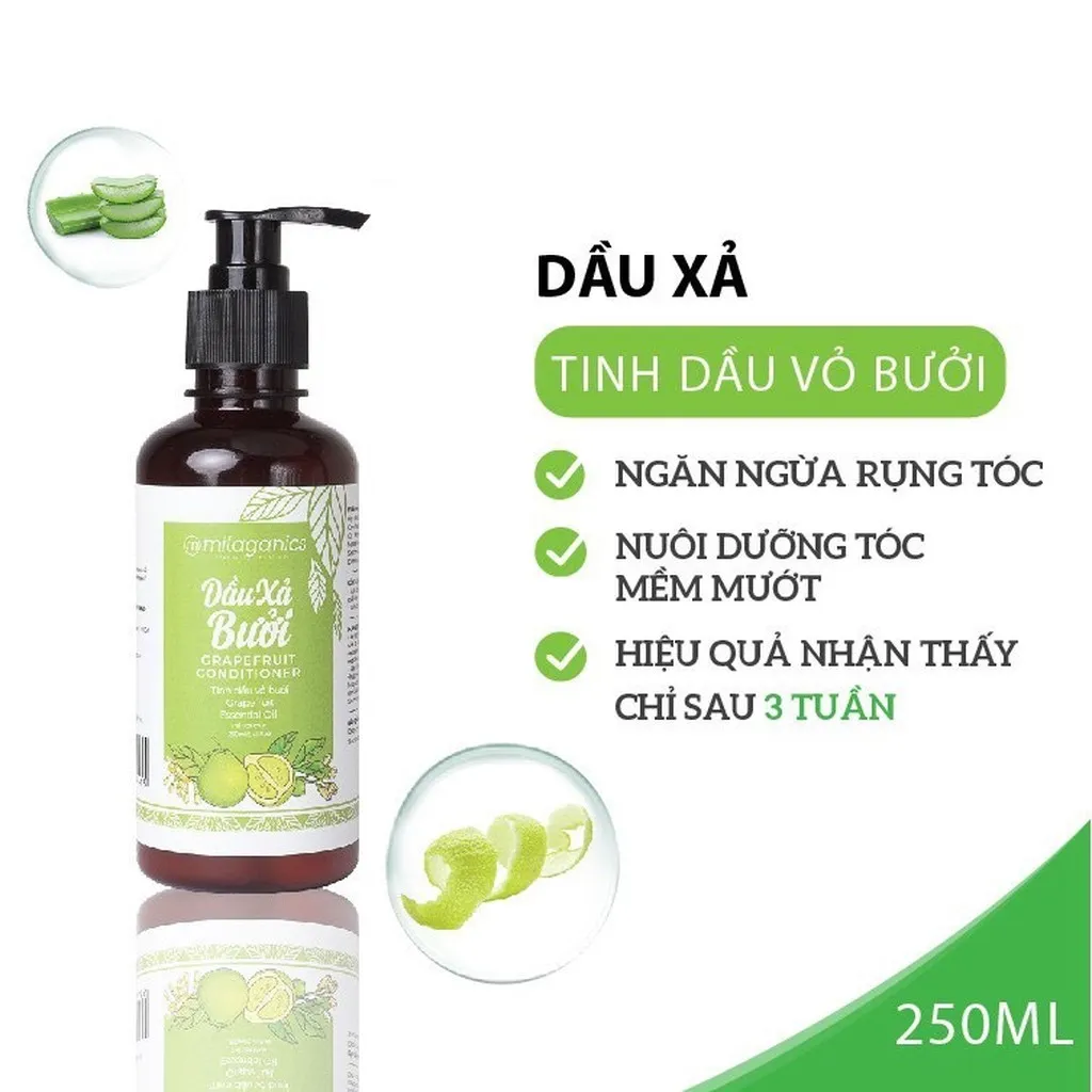 Dầu Xả Bưởi Nuôi Dưỡng Tóc Mềm Mượt, Phục Hồi Tóc Hư Tổn - Milaganics