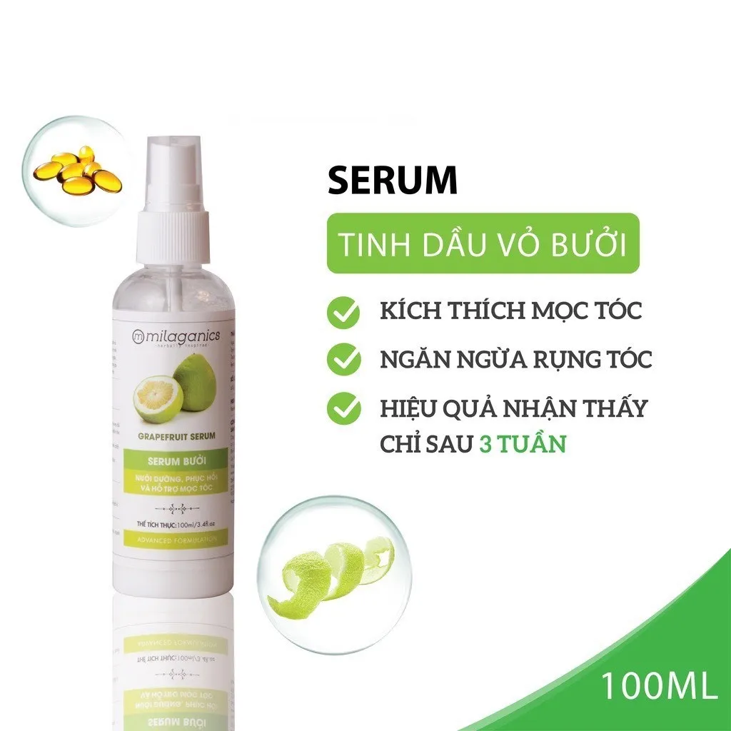 Serum Bưởi Ngừa Rụng & Kích Thích Mọc Tóc Từ Tinh Dầu Bưởi - Milaganics