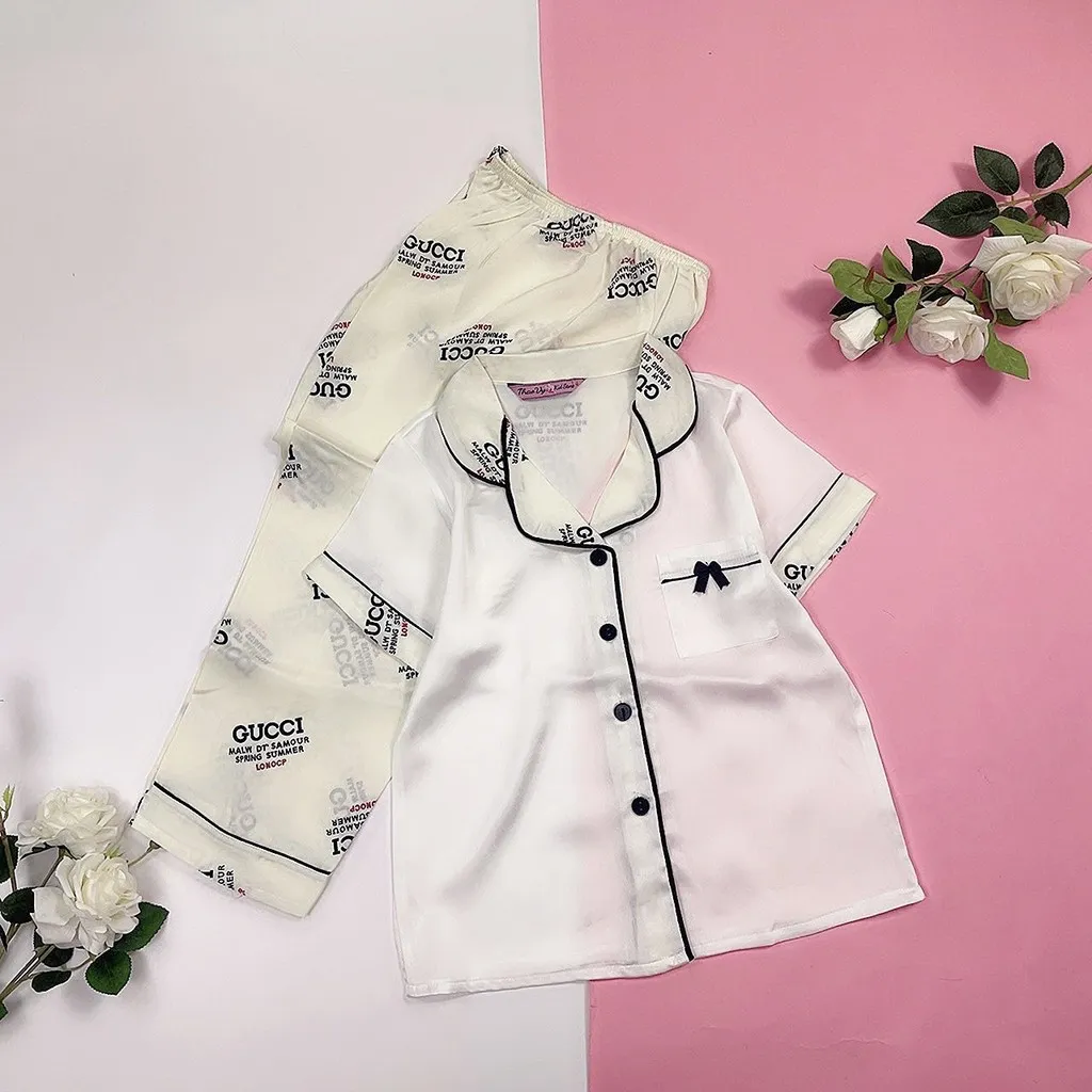 Alternative view of Đồ Bộ Trẻ Em Pijama Lụa Satin Thiết Kế Quần Dài Tay Ngắn Size 9 - 10 (20-24kg) - Thaovy Kids